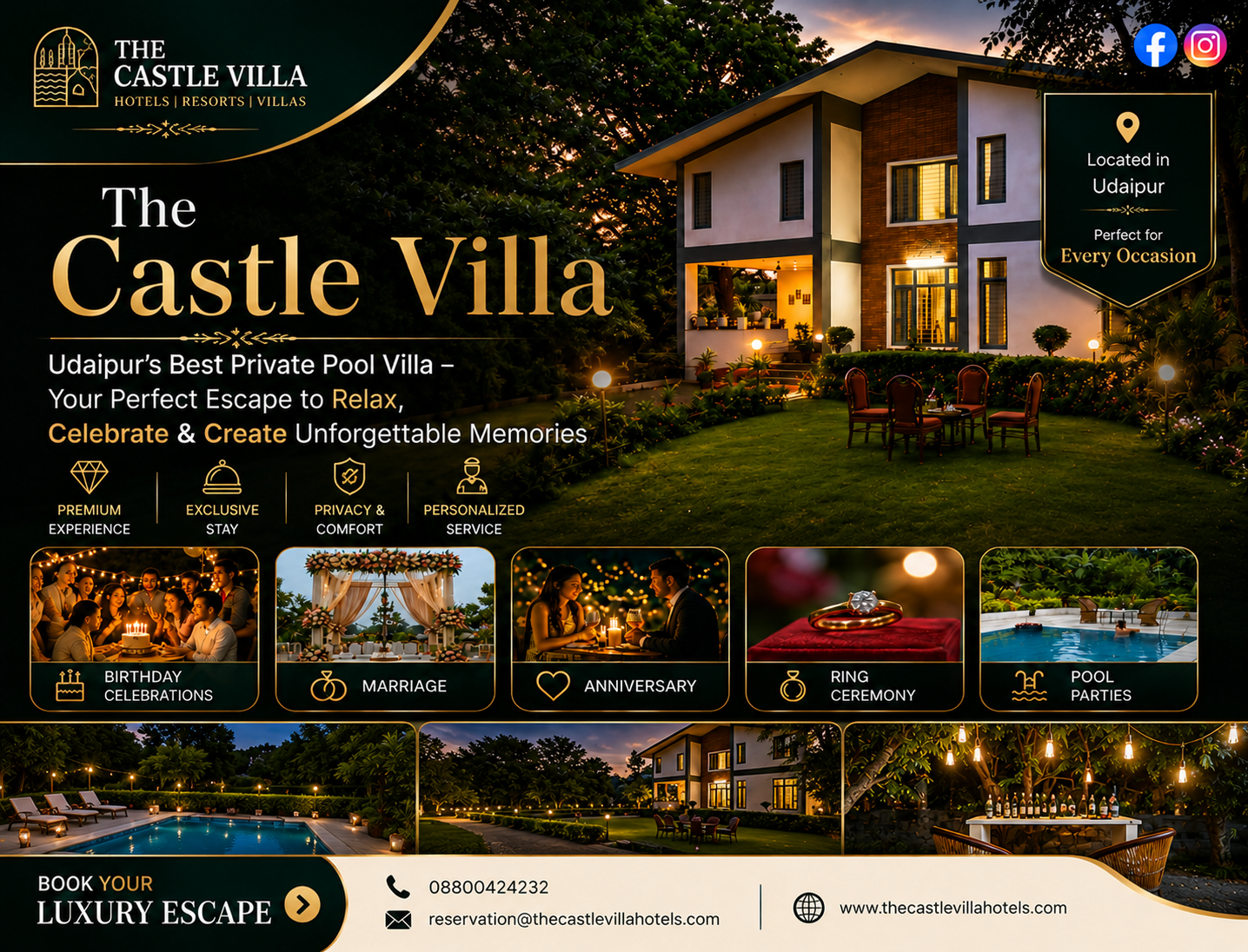Udaipur best private pool Villas| The Castle Villa Udaipur