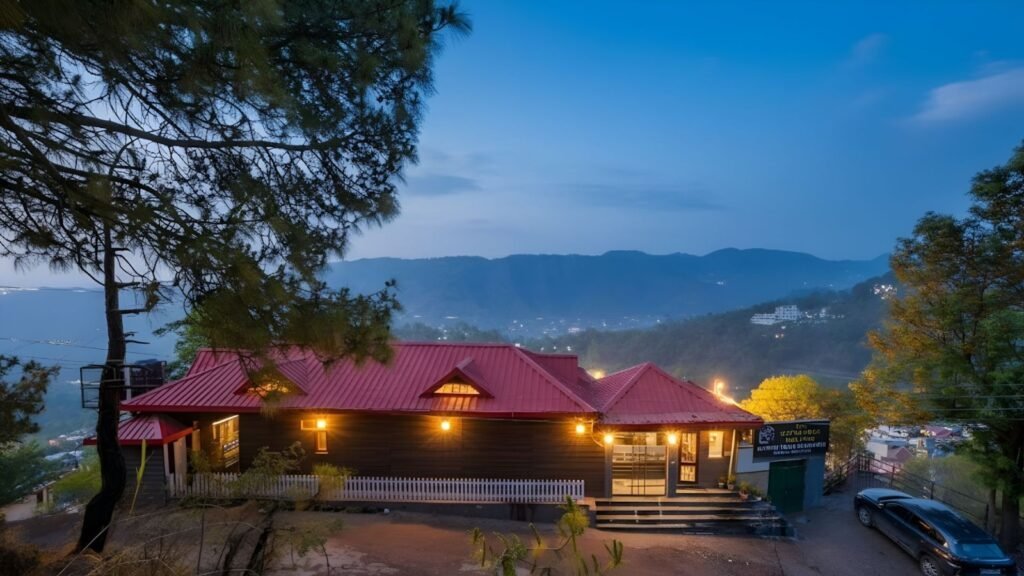 Best villa in Kasauli for birthday party - The Castle Villa hill view Best villa in Kasauli for birthday party - hilltop exterior view